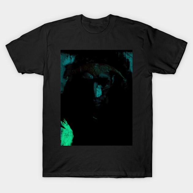 Portrait, digital collage and special processing. Dark fantasy. Tired warrior, beautiful diadem. Aquamarine and green. T-Shirt by 234TeeUser234